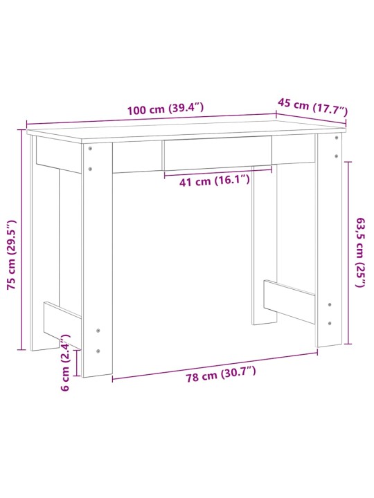 Työpöytä musta 100x45x75 cm tekninen puu