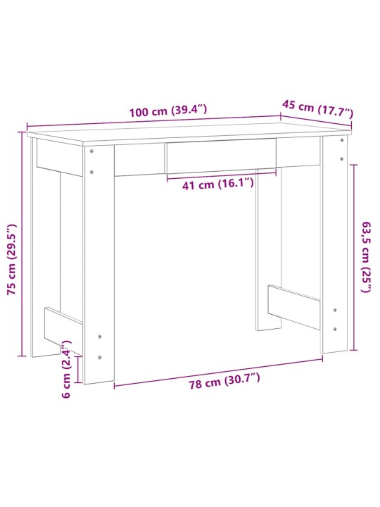 Työpöytä savutammi 100x45x75 cm tekninen puu