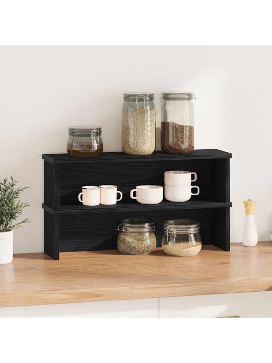 Keittiötelineet pinottava 2 kpl musta 60x15x16 cm
