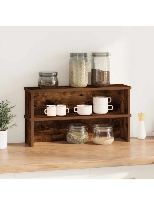Keittiötelineet pinottavat 2 kpl savustettu tammi 60x15x16 cm