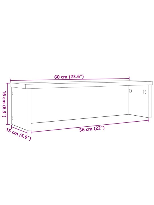 Keittiötelineet pinottavat 2 kpl savustettu tammi 60x15x16 cm
