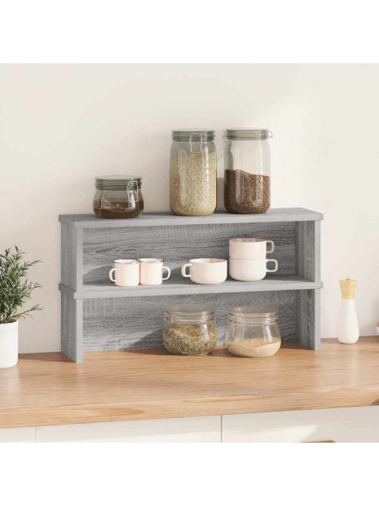 Keittiötelineet pinottavat 2 kpl harmaa sonoma 60x15x16 cm