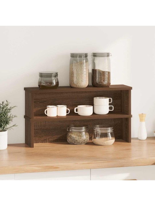 Keittiötelineet pinottavat 2 kpl ruskea tammi 60x15x16 cm