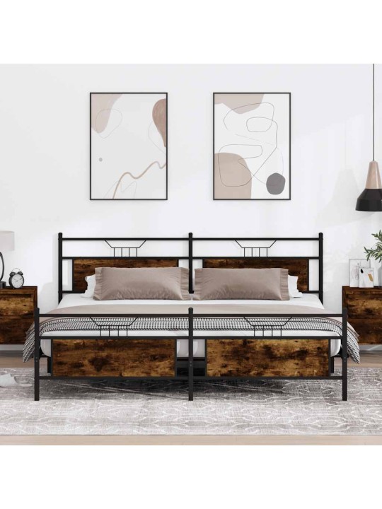 Metallinen sängynrunko ilman patjaa savutammi 200x200 cm