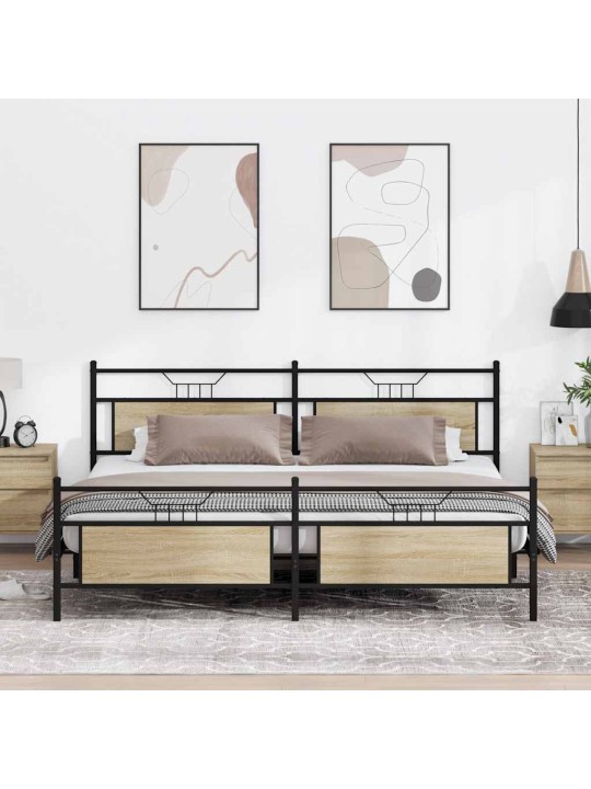 Sängynrunko ilman patjaa sonoma-tammi 200x200 cm