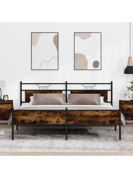 Metallinen sängynrunko ilman patjaa savutammi 200x200 cm