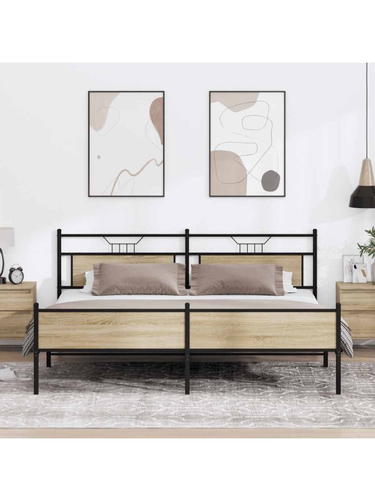 Sängynrunko ilman patjaa sonoma-tammi 200x200 cm