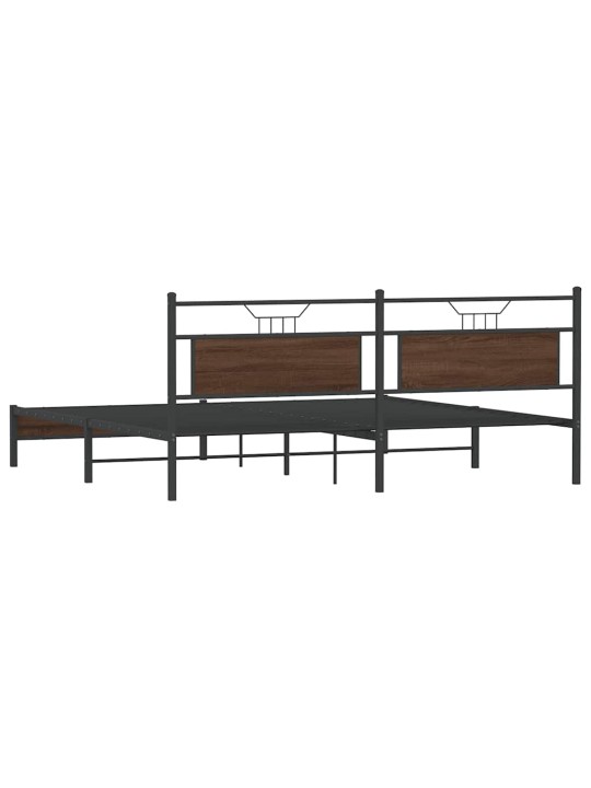 Metallinen sängynrunko ilman patjaa ruskea tammi 200x200 cm