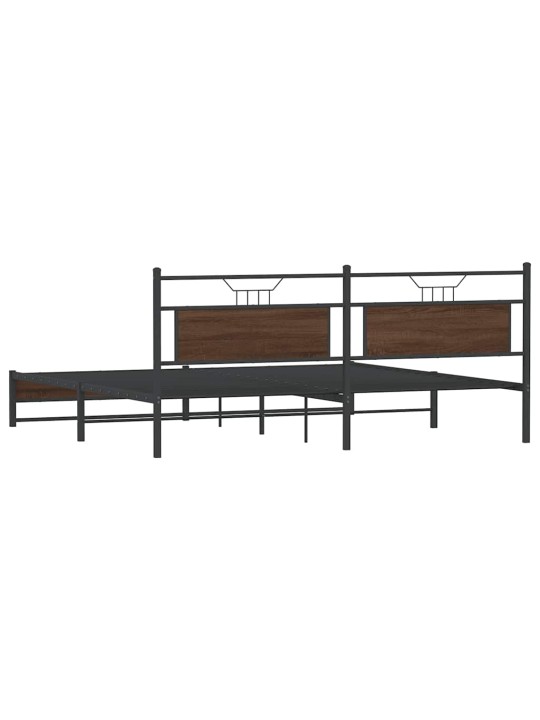 Metallinen sängynrunko ilman patjaa ruskea tammi 200x200 cm