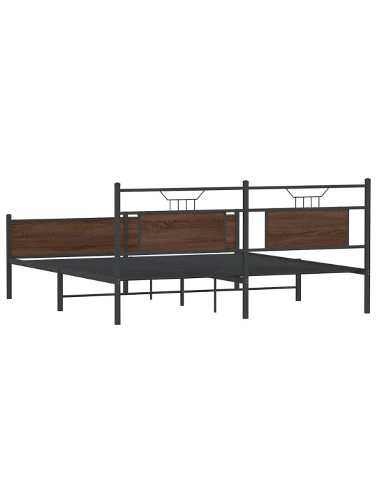 Metallinen sängynrunko ruskea tammi 160x200 cm