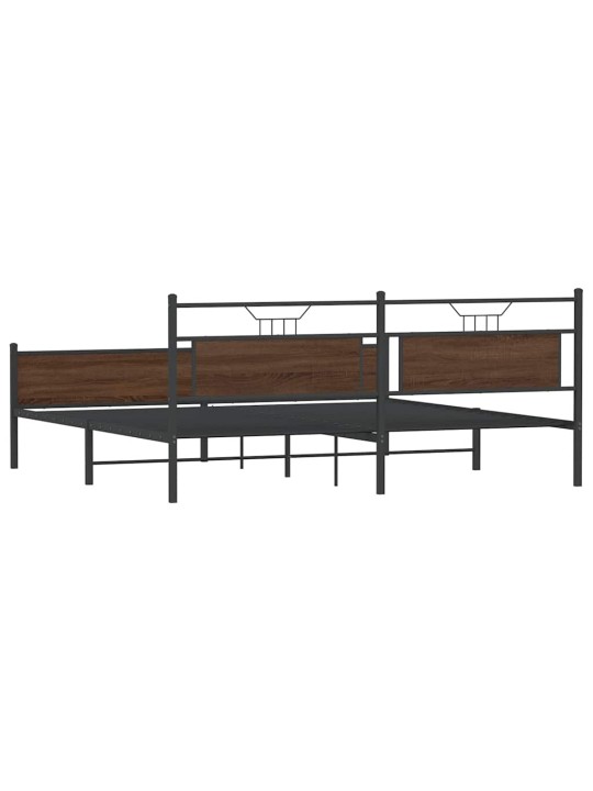 Metallinen sängynrunko ilman patjaa ruskea tammi 200x200 cm