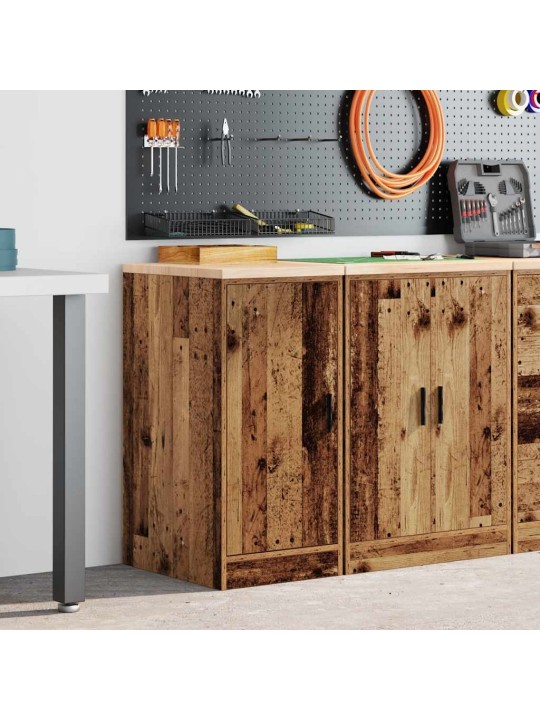 Autotallin säilytyskaappi vanha puu 40x51x85 cm täysi mänty