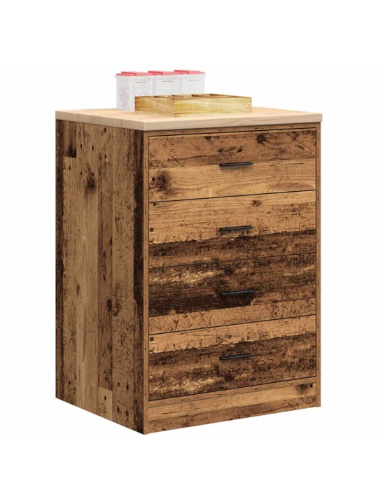 Autotallin säilytyskaappi vanha puu 60x51x85 cm täysi mänty