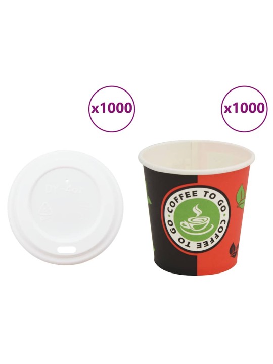 Paperiset kahvikupit kansilla 1000 kpl 4oz 120ml