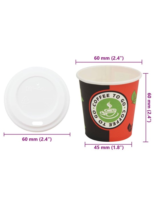 Paperiset kahvikupit kansilla 1000 kpl 4oz 120ml