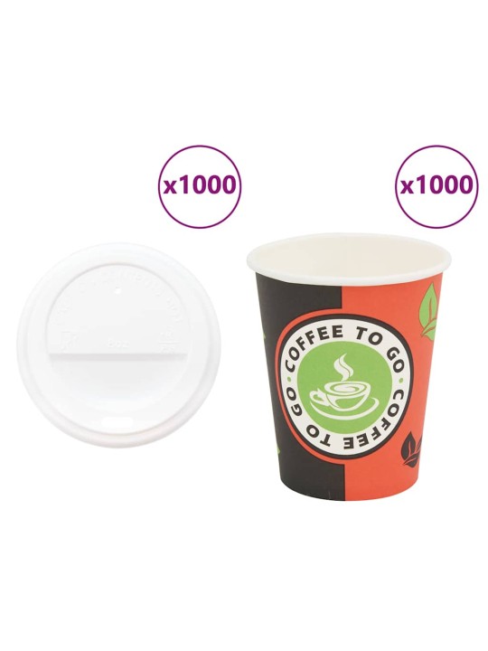 Paperiset kahvikupit kansilla 1000 kpl 8oz 240ml