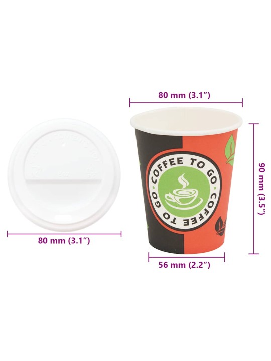 Paperiset kahvikupit kansilla 1000 kpl 8oz 240ml