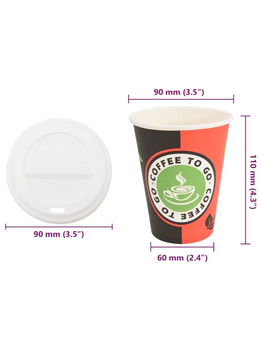 Paperiset kahvikupit kansilla 1000 kpl 4oz 100ml