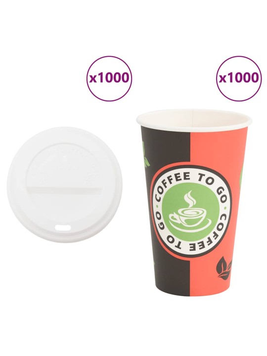 Paperiset kahvikupit kansilla 1000 kpl 16oz 400ml