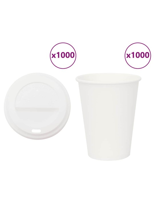 Paperiset kahvikupit kansilla 1000 kpl 12oz 300ml