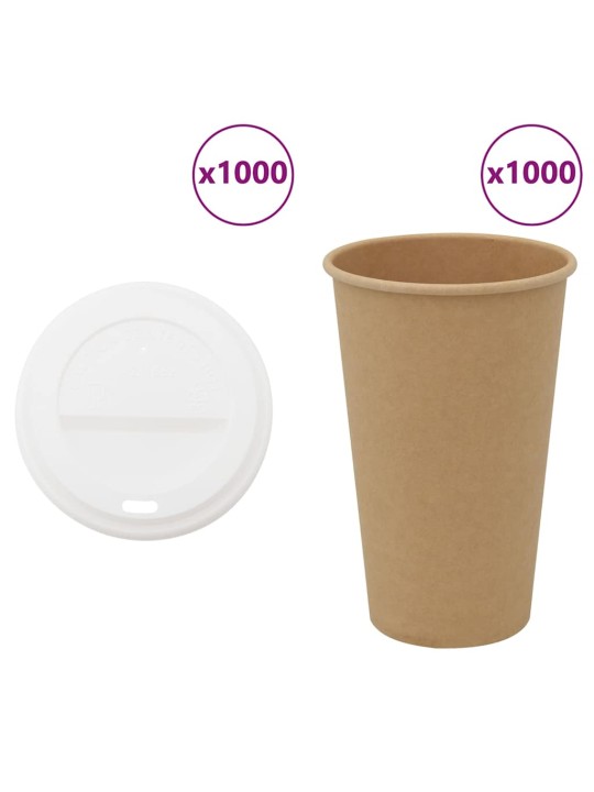 Paperiset kahvikupit kansilla 1000 kpl 16oz 400ml