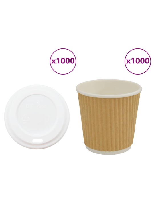 Paperiset kahvikupit kansilla 1000 kpl 4oz 100ml