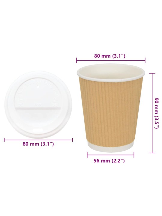 Paperiset kahvikupit kansilla 1000 kpl 8oz 200ml