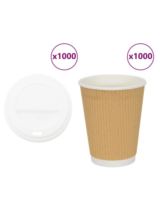 Paperiset kahvikupit kansilla 1000 kpl 12oz 300ml
