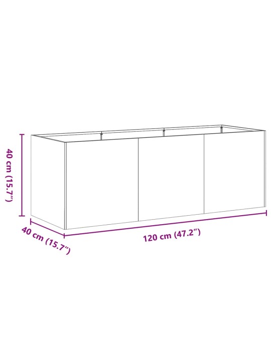 Kukkalaatikko musta 120x40x40 cm kylmävalssattu teräs
