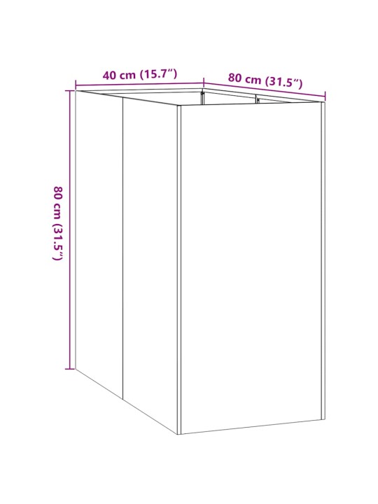 Kukkalaatikko 40x80x80 cm ruostumaton teräs