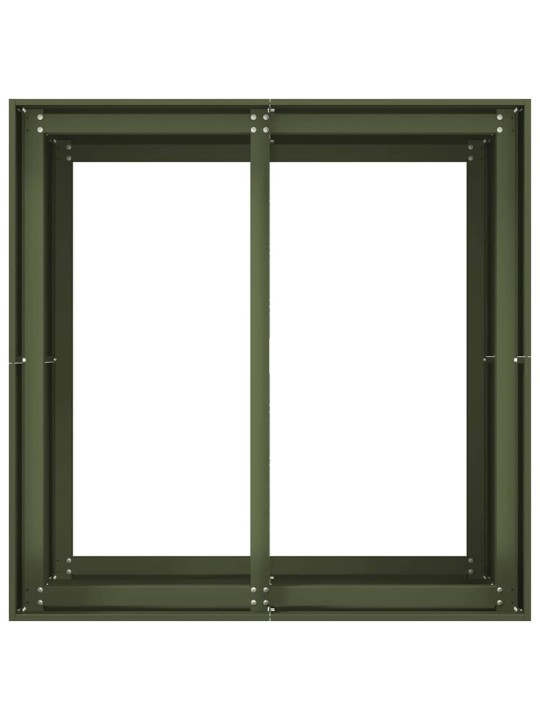 Kukkalaatikko oliivinvihreä 80x80x80 cm teräs