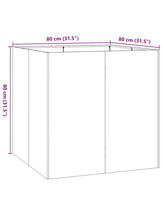 Kukkalaatikko oliivinvihreä 80x80x80 cm teräs