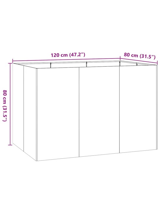 Kukkalaatikko musta 120x80x80 cm teräs