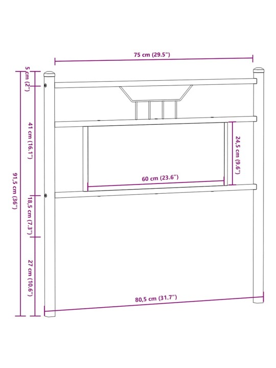 Sängynpääty savutammi 75 cm tekninen puu ja teräs