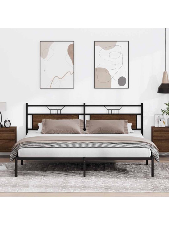 Sängynrunko ilman patjaa ruskea tammi 200x200 cm tekninen puu