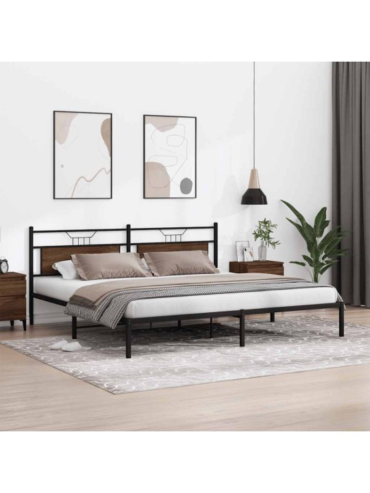 Sängynrunko ilman patjaa ruskea tammi 200x200 cm tekninen puu