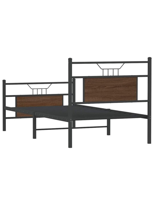 Sängynrunko ilman patjaa ruskea tammi 75x190 cm tekninen puu