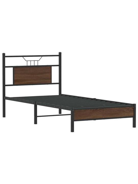 Sängynrunko ilman patjaa ruskea tammi 75x190 cm tekninen puu