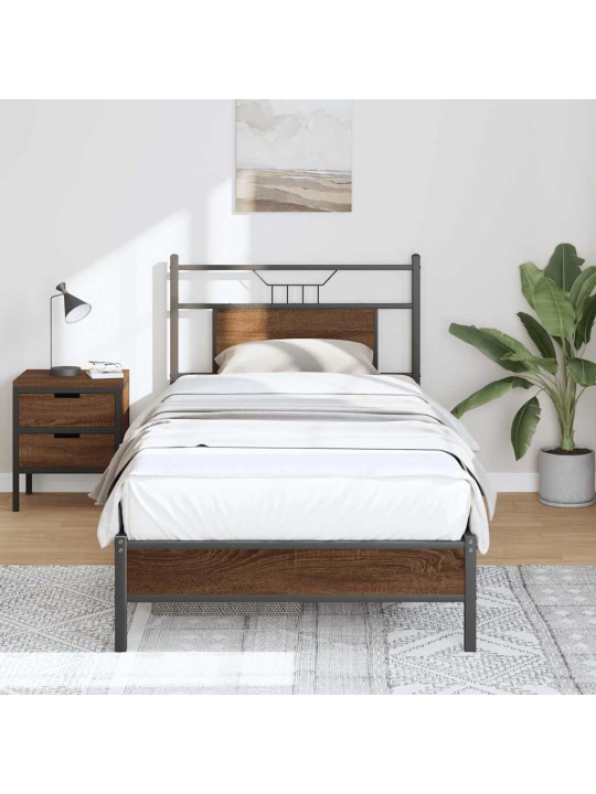 Sängynrunko ilman patjaa ruskea tammi 75x190 cm tekninen puu