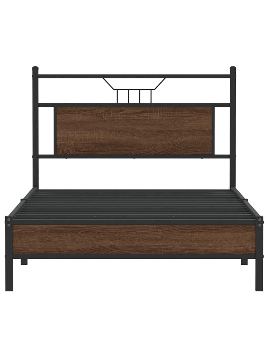 Sängynrunko ilman patjaa ruskea tammi 100x200 cm tekninen puu