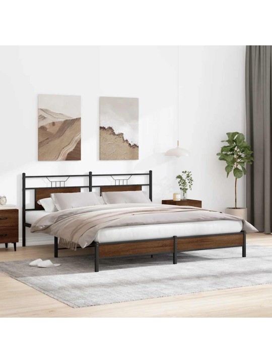 Sängynrunko ilman patjaa ruskea tammi 160x200 cm tekninen puu