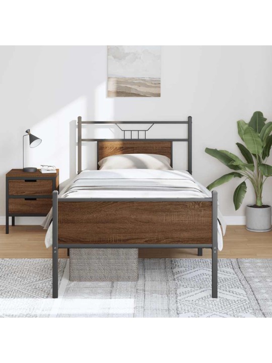 Sängynrunko ilman patjaa ruskea tammi 75x190 cm tekninen puu