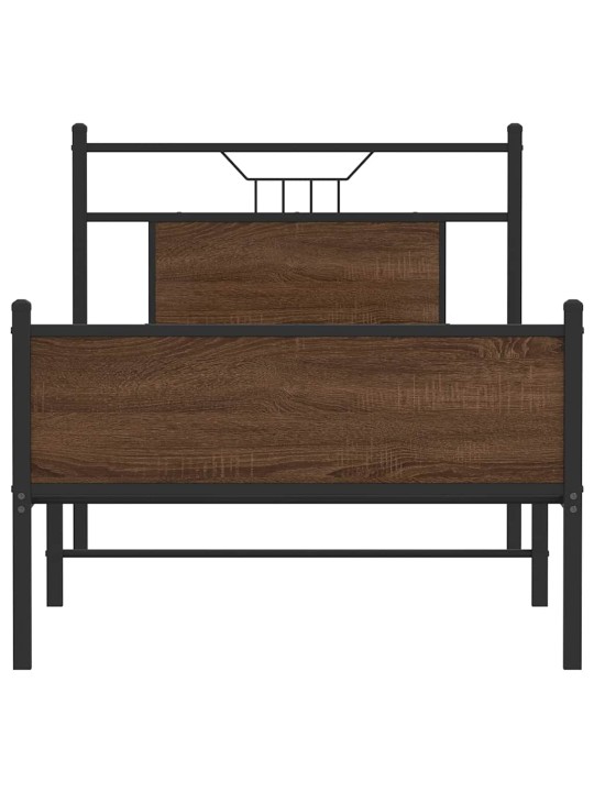 Sängynrunko ilman patjaa ruskea tammi 75x190 cm tekninen puu