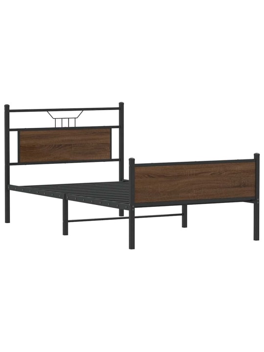 Sängynrunko ilman patjaa ruskea tammi 100x200 cm tekninen puu