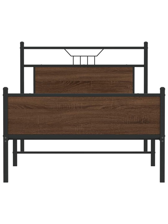 Sängynrunko ilman patjaa ruskea tammi 100x200 cm tekninen puu