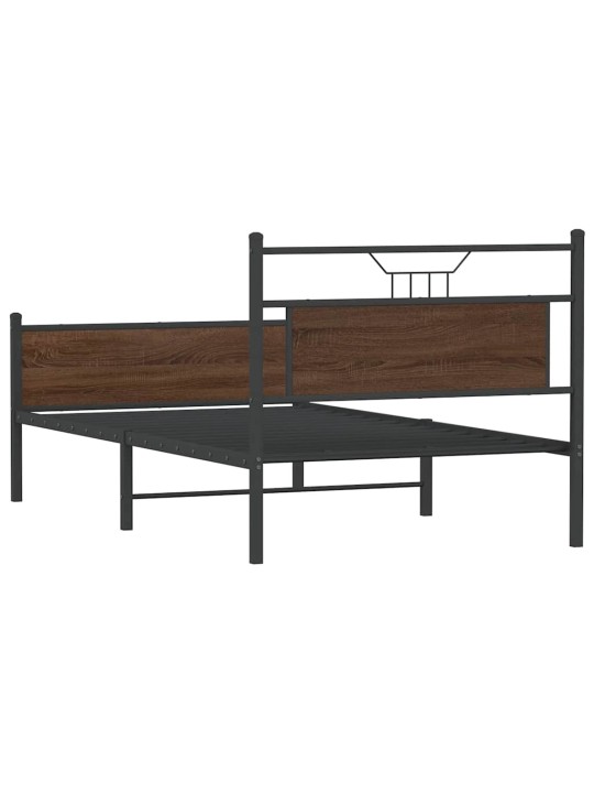 Sängynrunko ilman patjaa ruskea tammi 107x203 cm tekninen puu