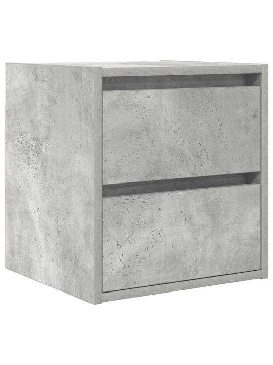 Seinäkiinnitettävät yöpöydät 2 kpl betoninharmaa 38x34x40 cm