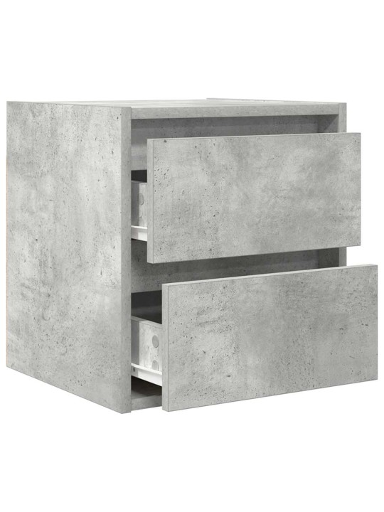 Seinäkiinnitettävät yöpöydät 2 kpl betoninharmaa 38x34x40 cm