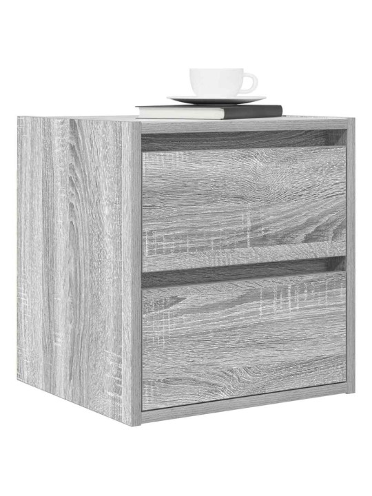 Seinäkiinnitettävät yöpöydät 2 kpl harmaa sonoma 38x34x40 cm