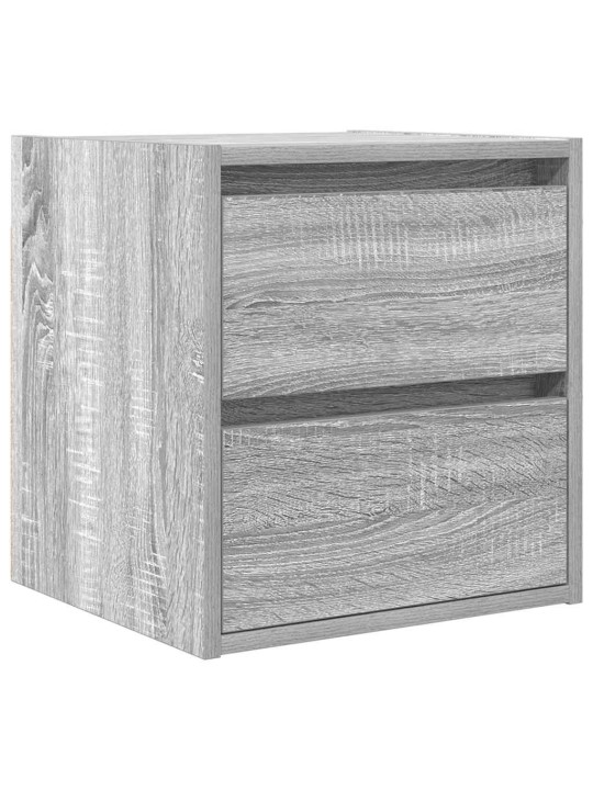 Seinäkiinnitettävät yöpöydät 2 kpl harmaa sonoma 38x34x40 cm